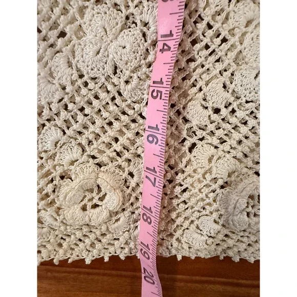 Women's Vintage 70's Crochet Coquette Top With Floral Appliques Size M - Picture 6 of 6